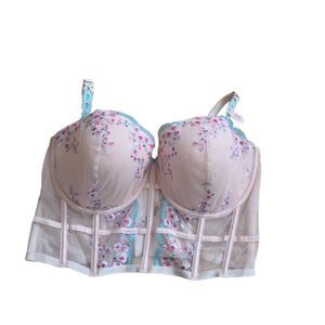 Victoria's Secret Dream Angels ballet pink cherry blossom corset bra Sz XXL new